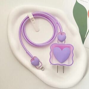 Purple Heart iPhone Charger Cover Cable Protectors P71
